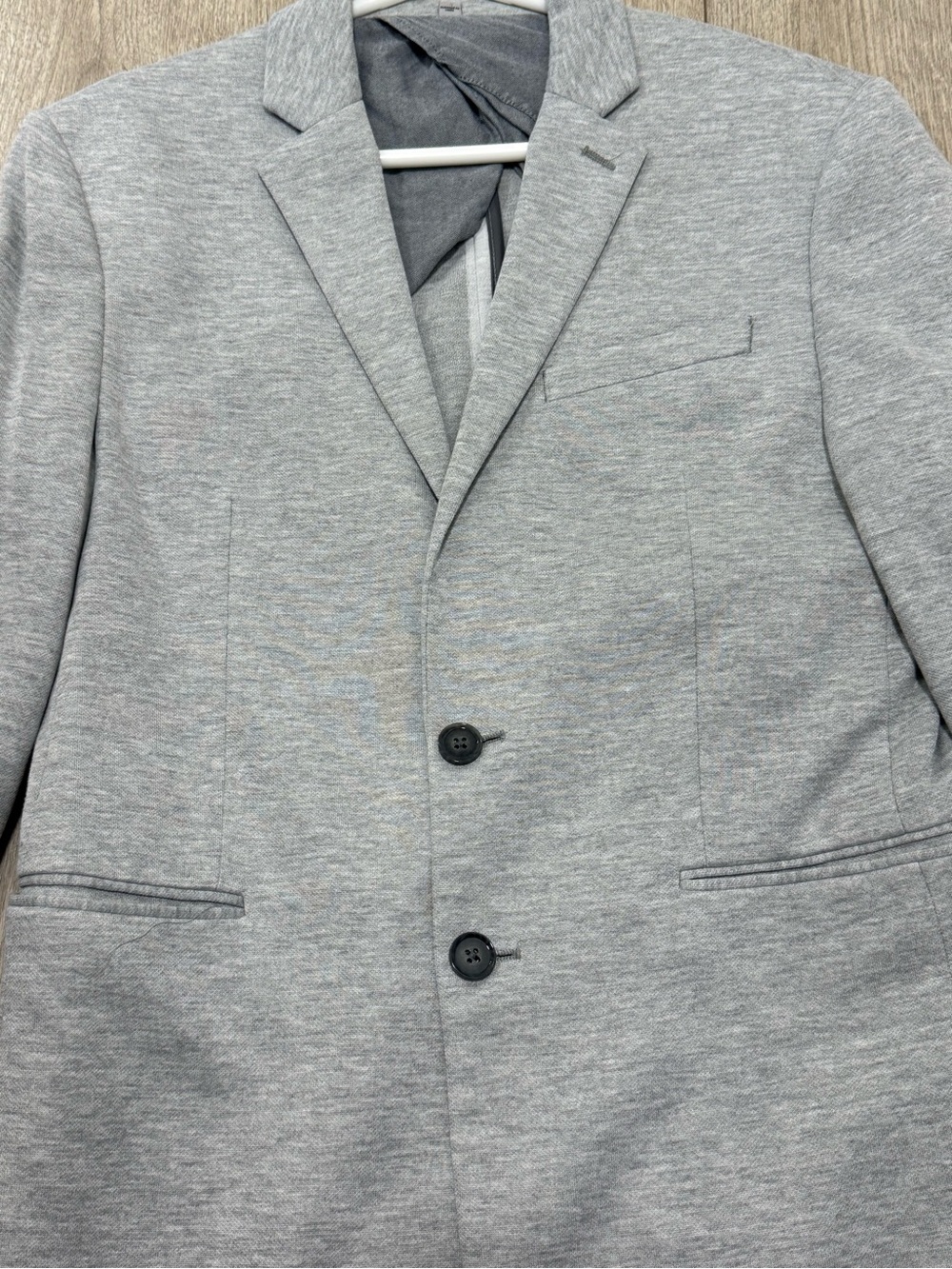 Express Light Gray Knit Two-Button Blazer - Picture 2 of 5